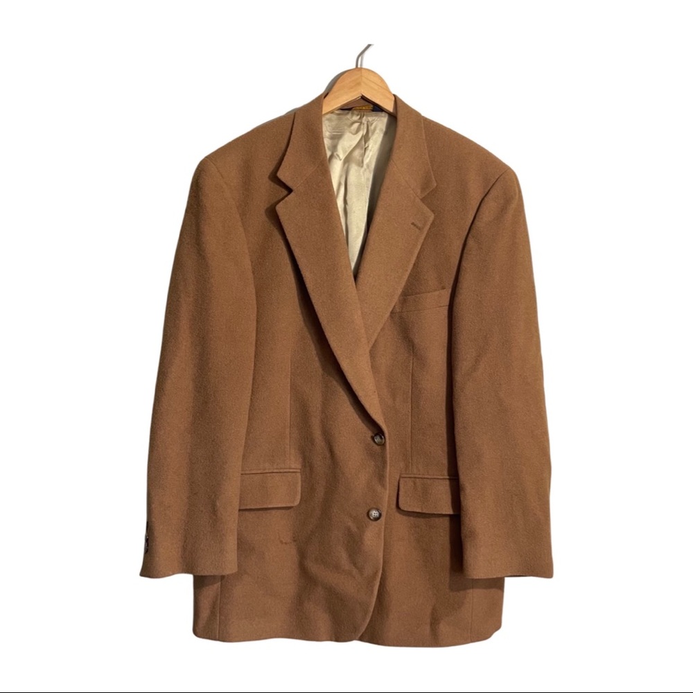 Mens Brooks Brothers 46 LR tan camel hair blazer sports coat